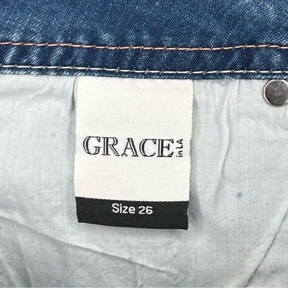 Grace In LA Surfs Up Jean Shorts Size 26 - Picture 6 of 7